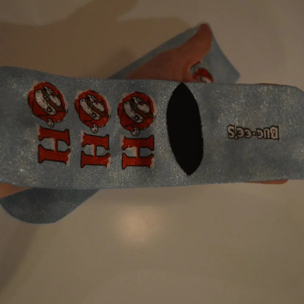 BUC-EE'S Holiday Christmas images prints HO-HO-HO Blue Red Black Lurex Tread 6'